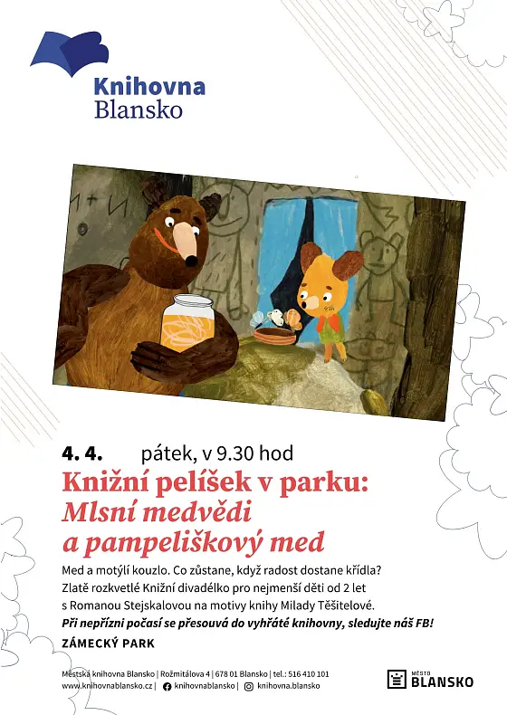 foto k akci: Knižní pelíšek v parku: Mlsní medvědi a pampeliškový med