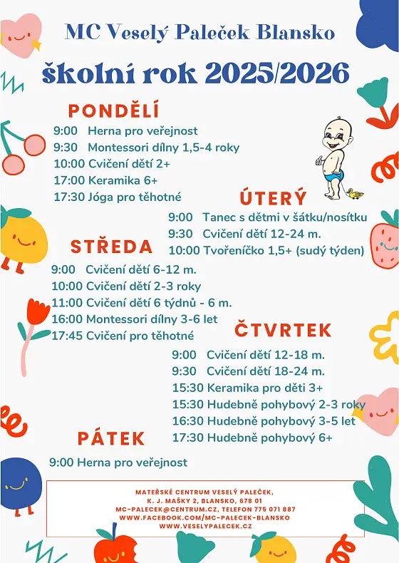 foto k akci: Rozvrh kroužků na rok2025/2026
