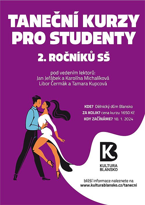 plakát – Taneční pro 2. ročníky SŠ